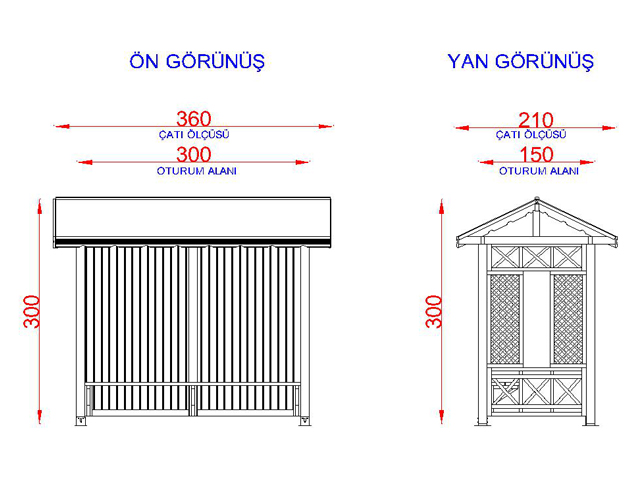 Ahşap Otobüs Durakları / Ahşap Otobüs Durağı - 70615 Teknik Resim